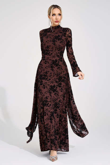 Austen Khaki Diamond Maxi Dress