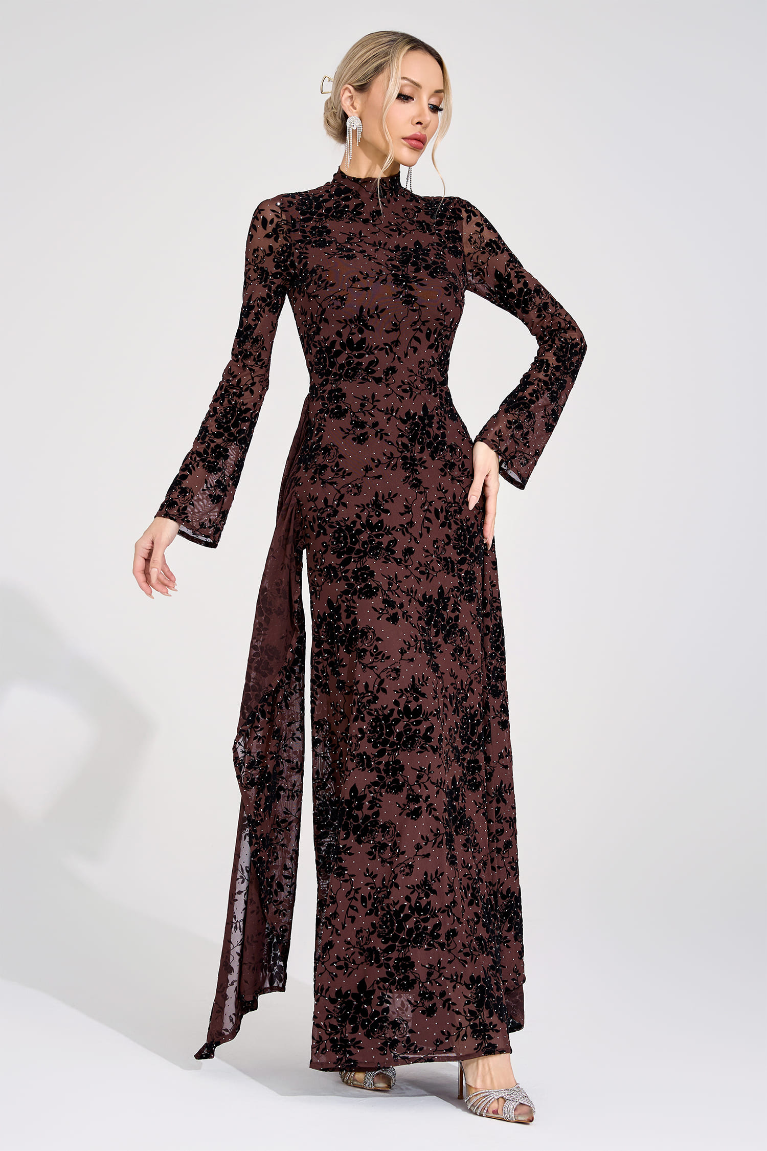 Austen Khaki Diamond Maxi Dress