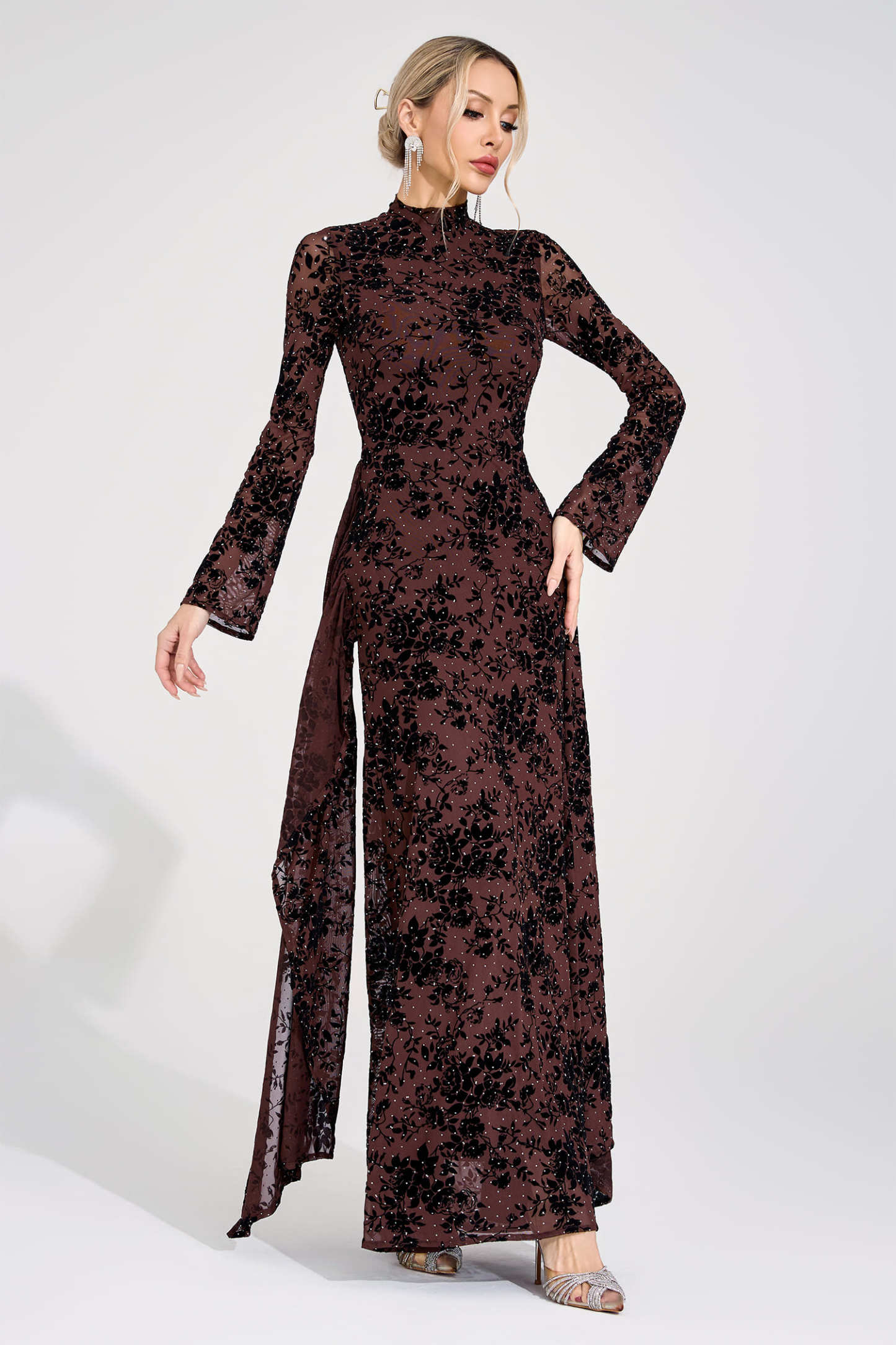 Austen Khaki Diamond Maxi Dress
