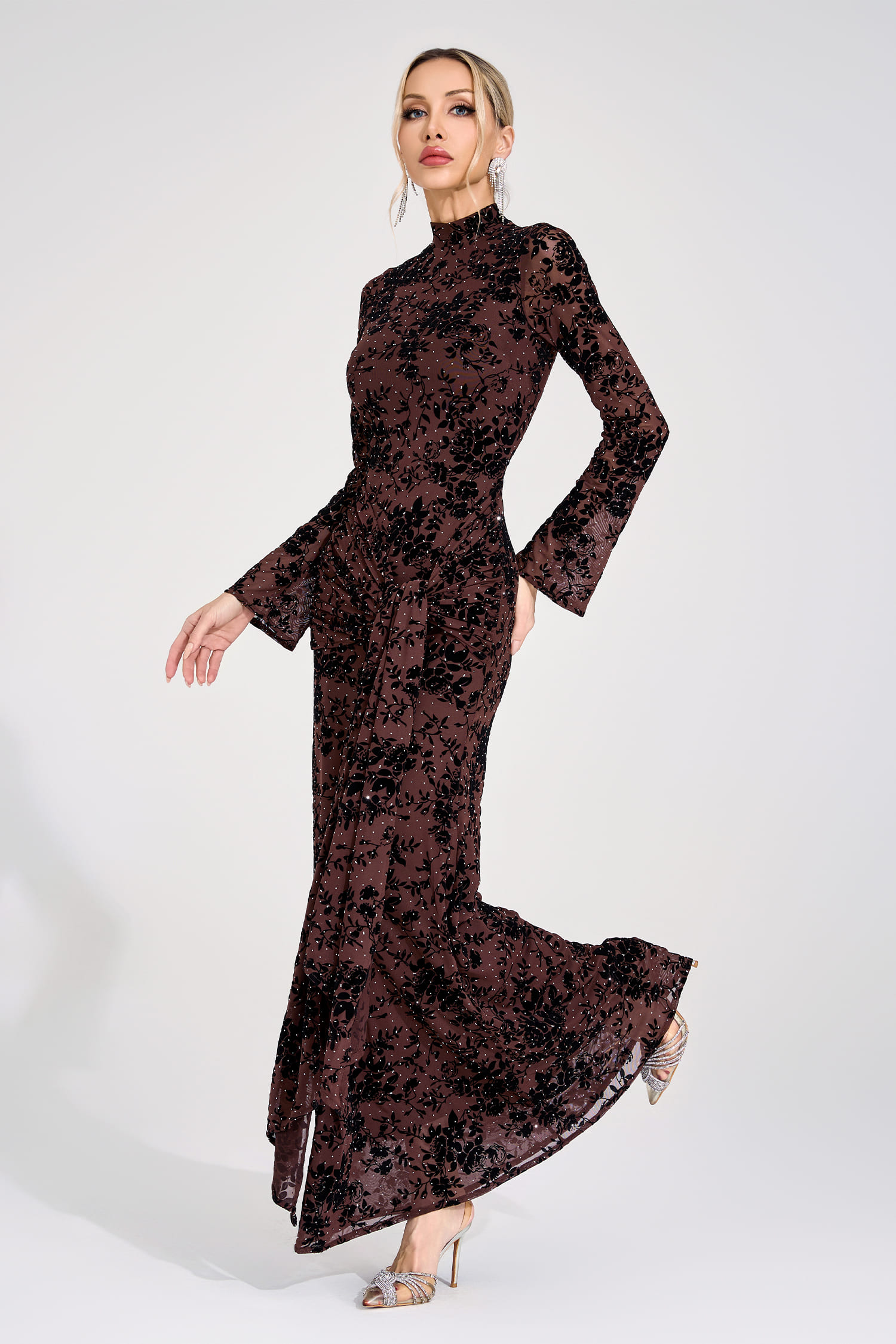 Austen Khaki Diamond Maxi Dress