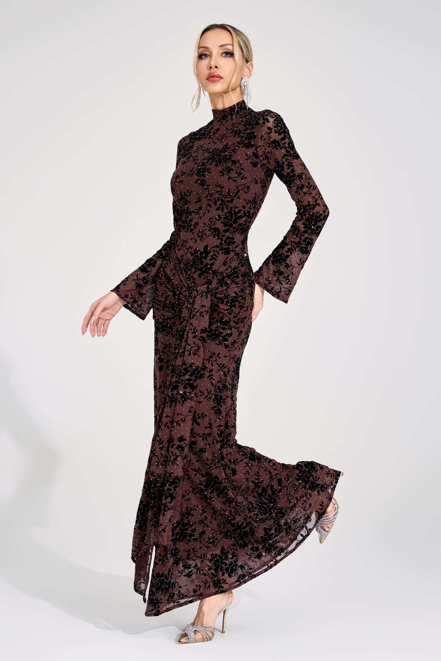 Austen Khaki Diamond Maxi Dress