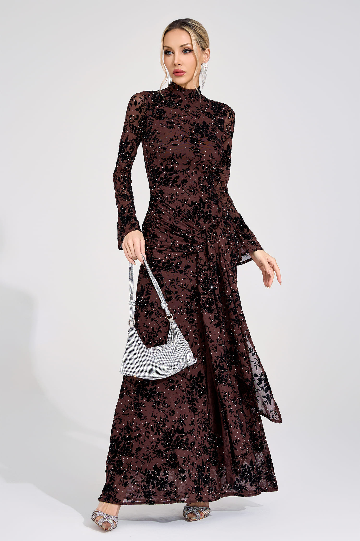 Austen Khaki Diamond Maxi Dress