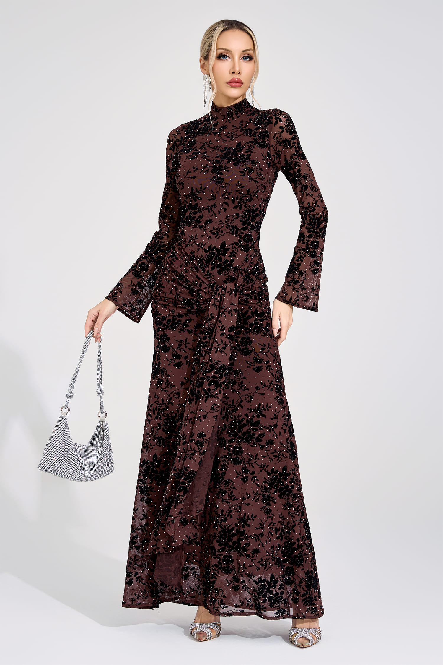 Austen Khaki Diamond Maxi Dress
