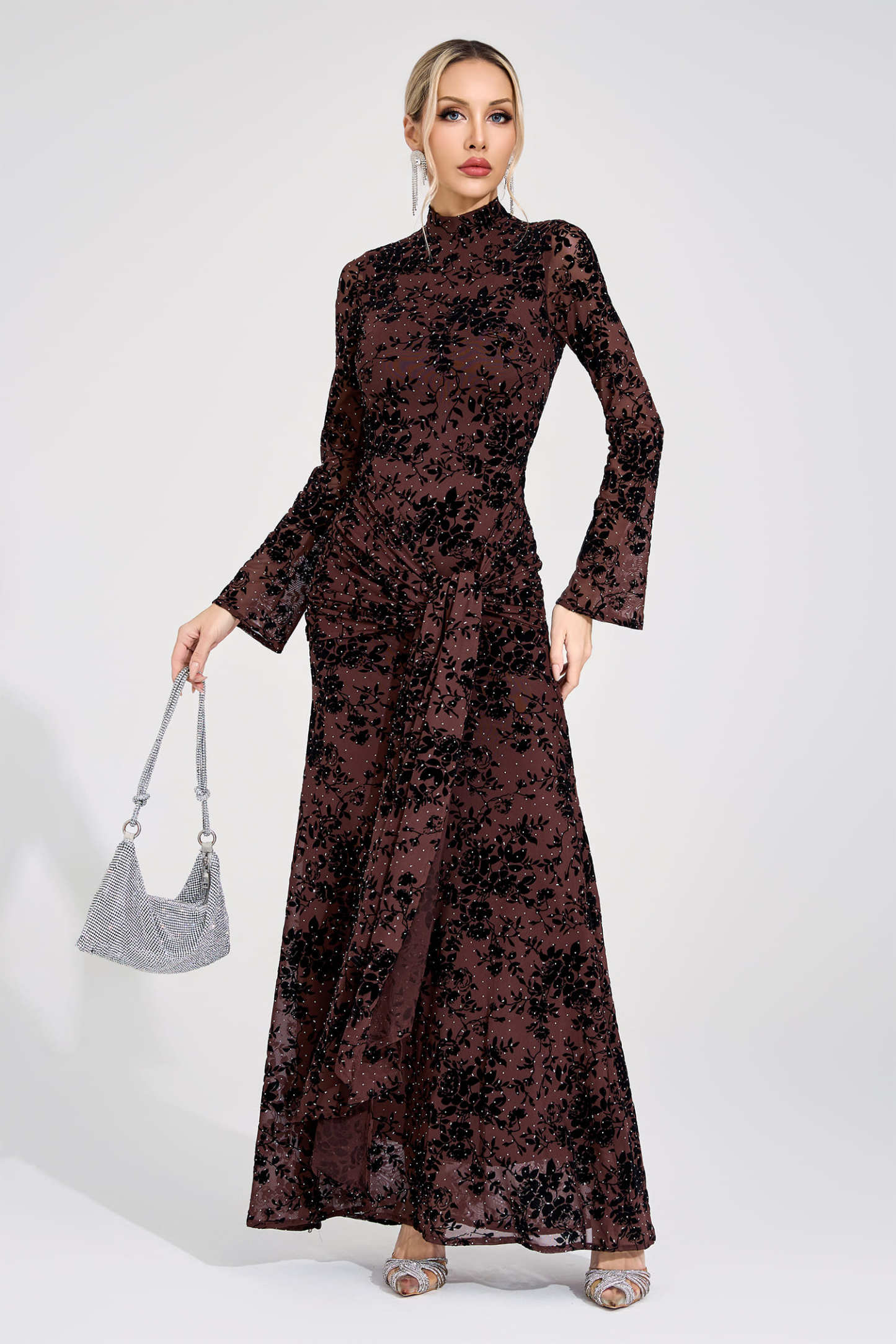 Austen Khaki Diamond Maxi Dress