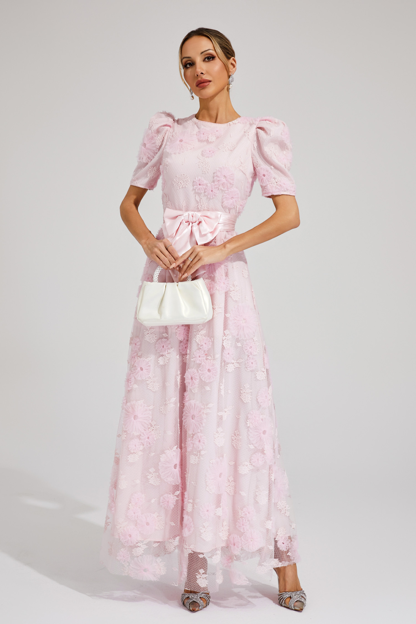 Billy Pink Bow Maxi Dress