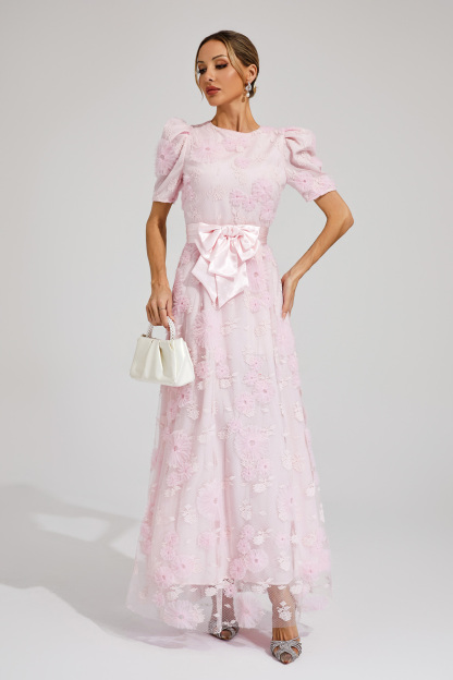 Billy Pink Bow Maxi Dress