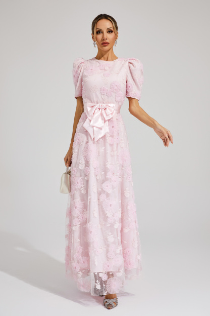 Billy Pink Bow Maxi Dress