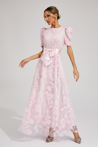 Billy Pink Bow Maxi Dress