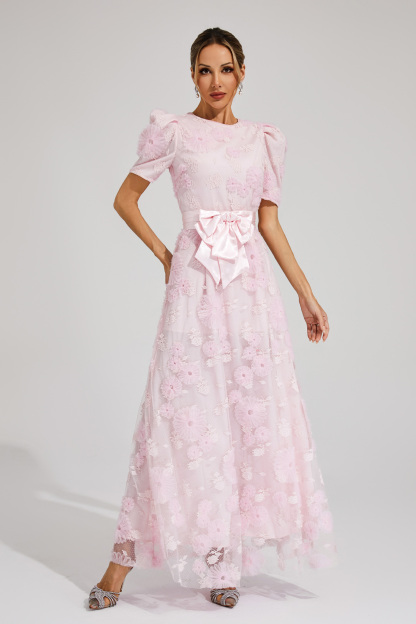 Billy Pink Bow Maxi Dress