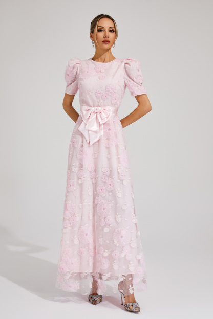 Billy Pink Bow Maxi Dress