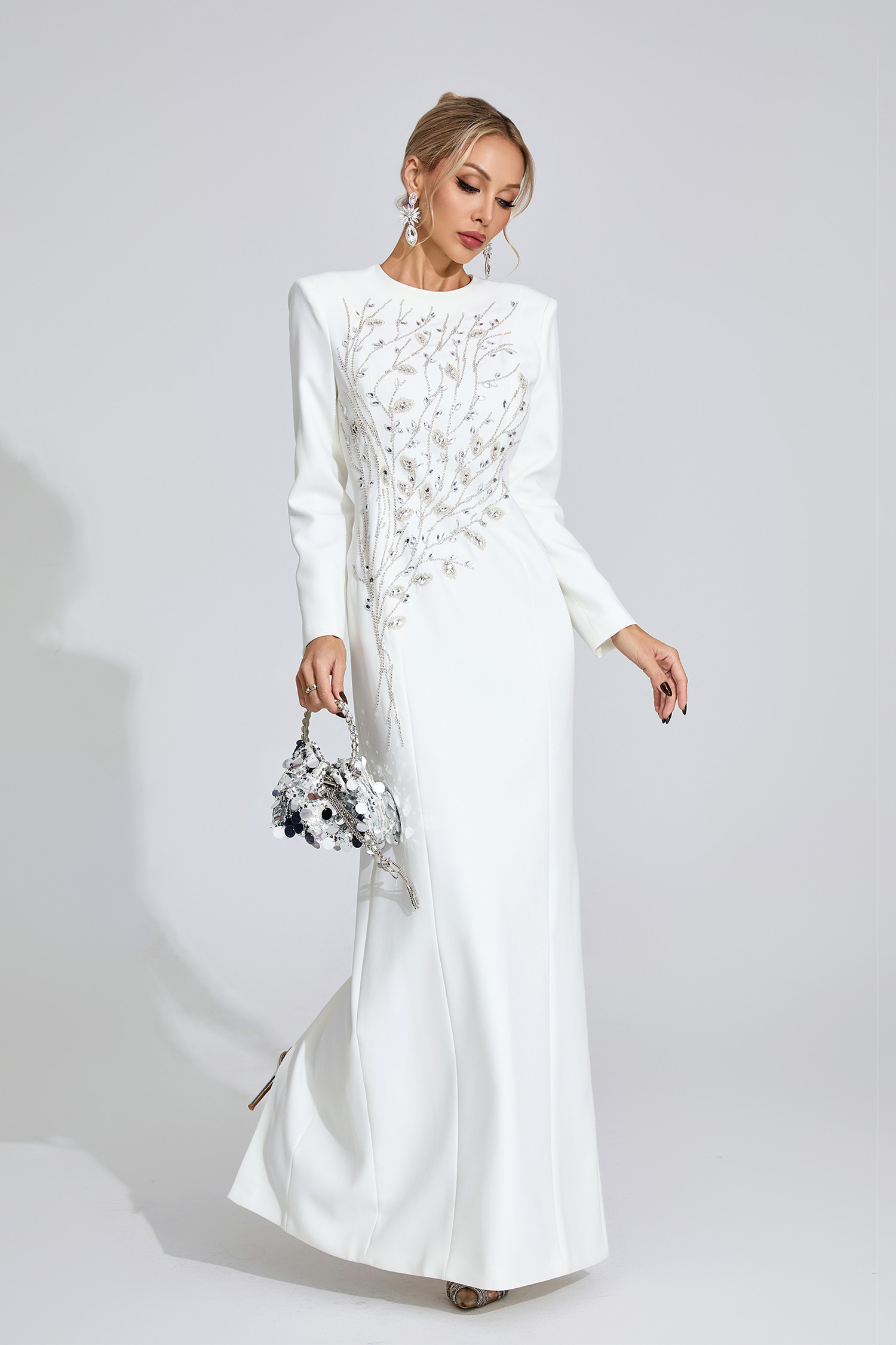  Fable White Diamond Maxi Dress