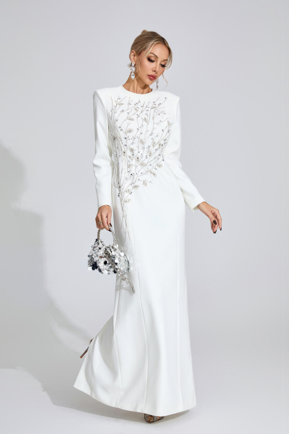  Fable White Diamond Maxi Dress