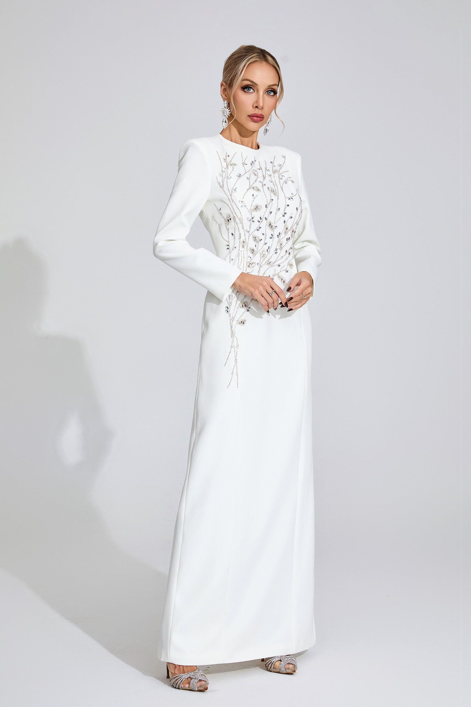  Fable White Diamond Maxi Dress