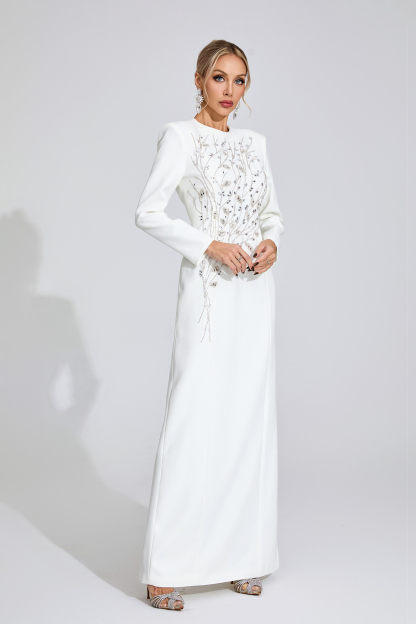  Fable White Diamond Maxi Dress