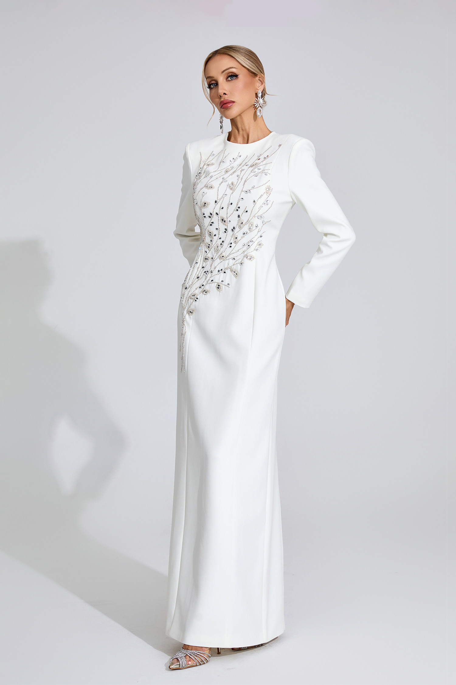  Fable White Diamond Maxi Dress