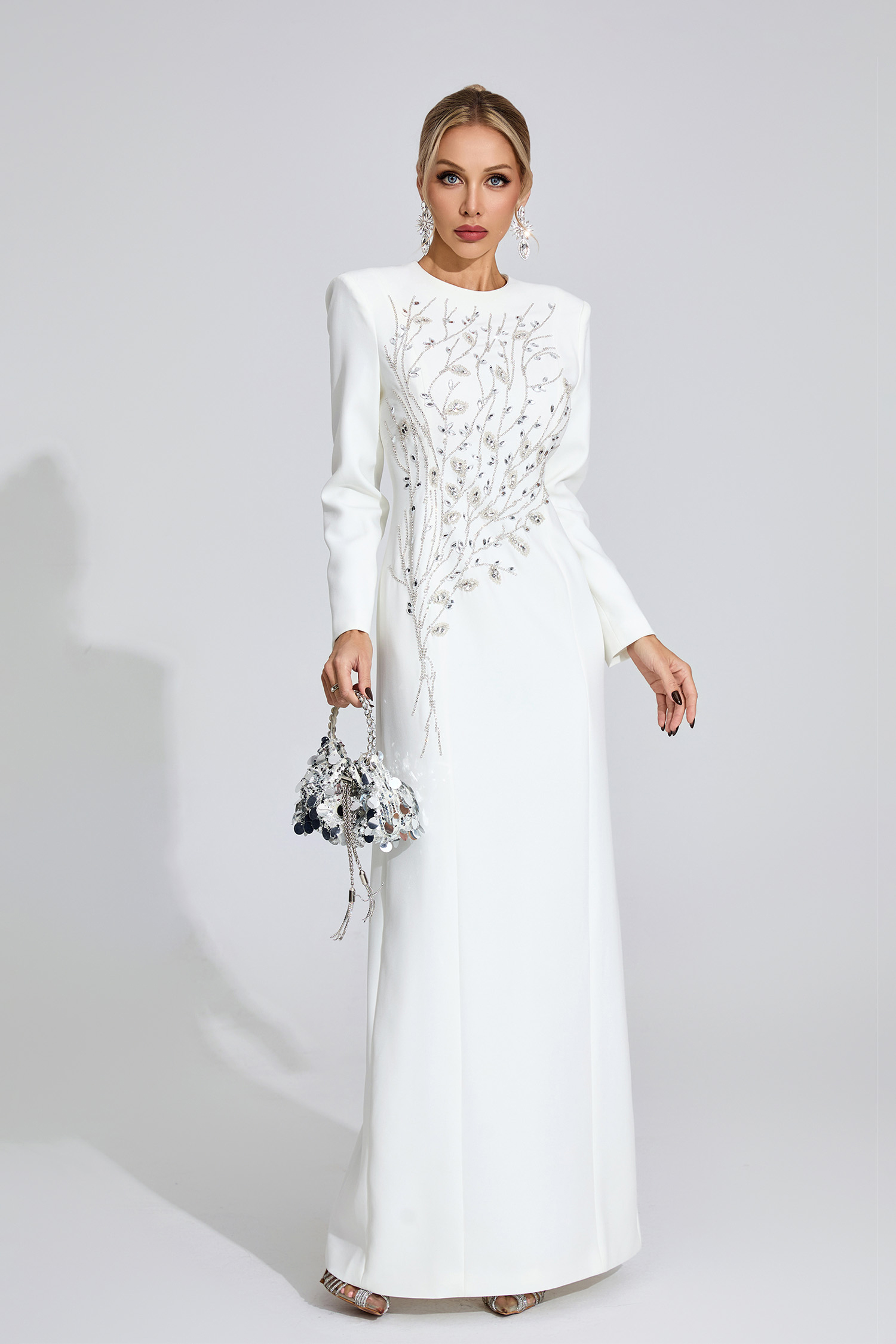  Fable White Diamond Maxi Dress