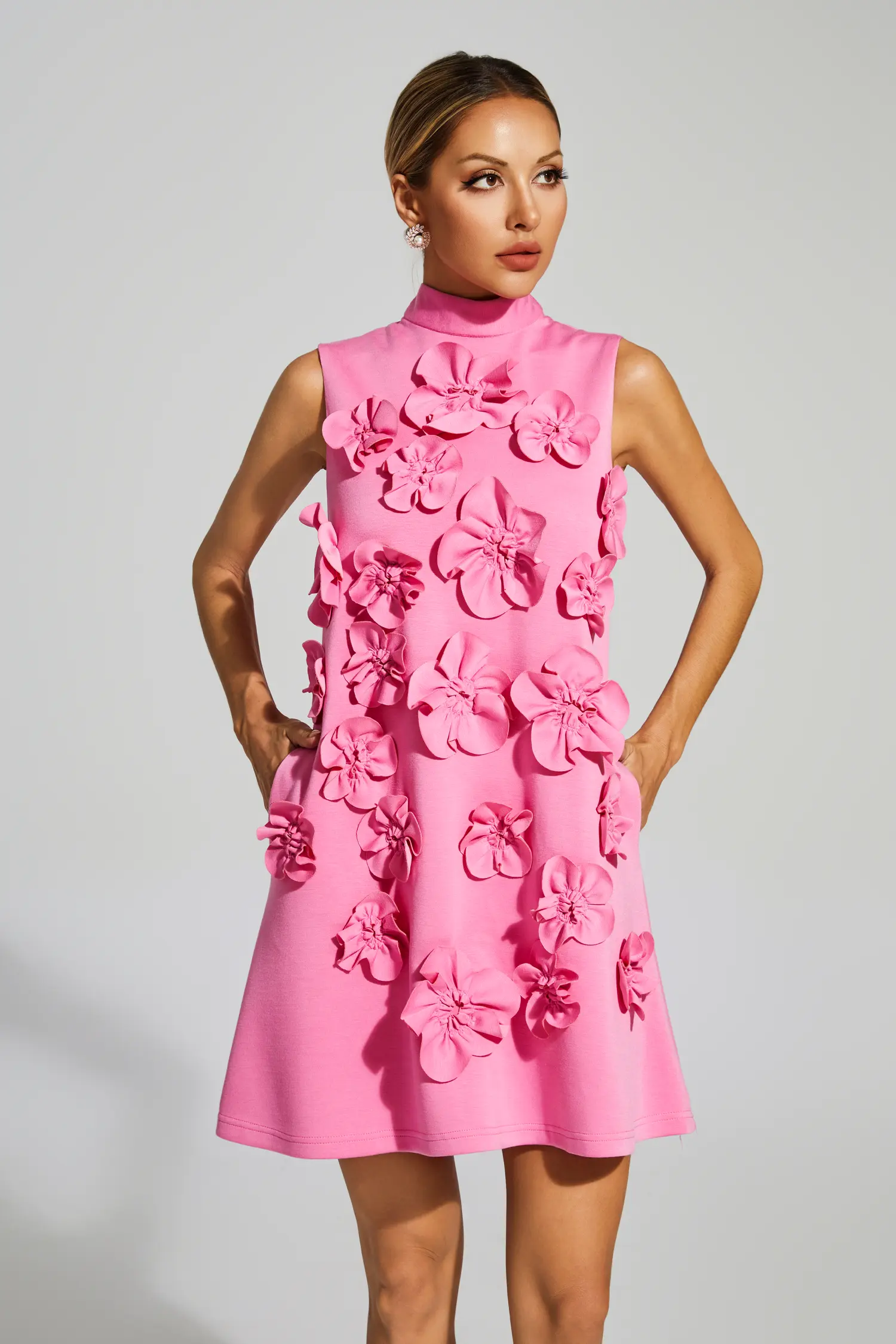 Whit Rose Red Rose Flower Mini Dress