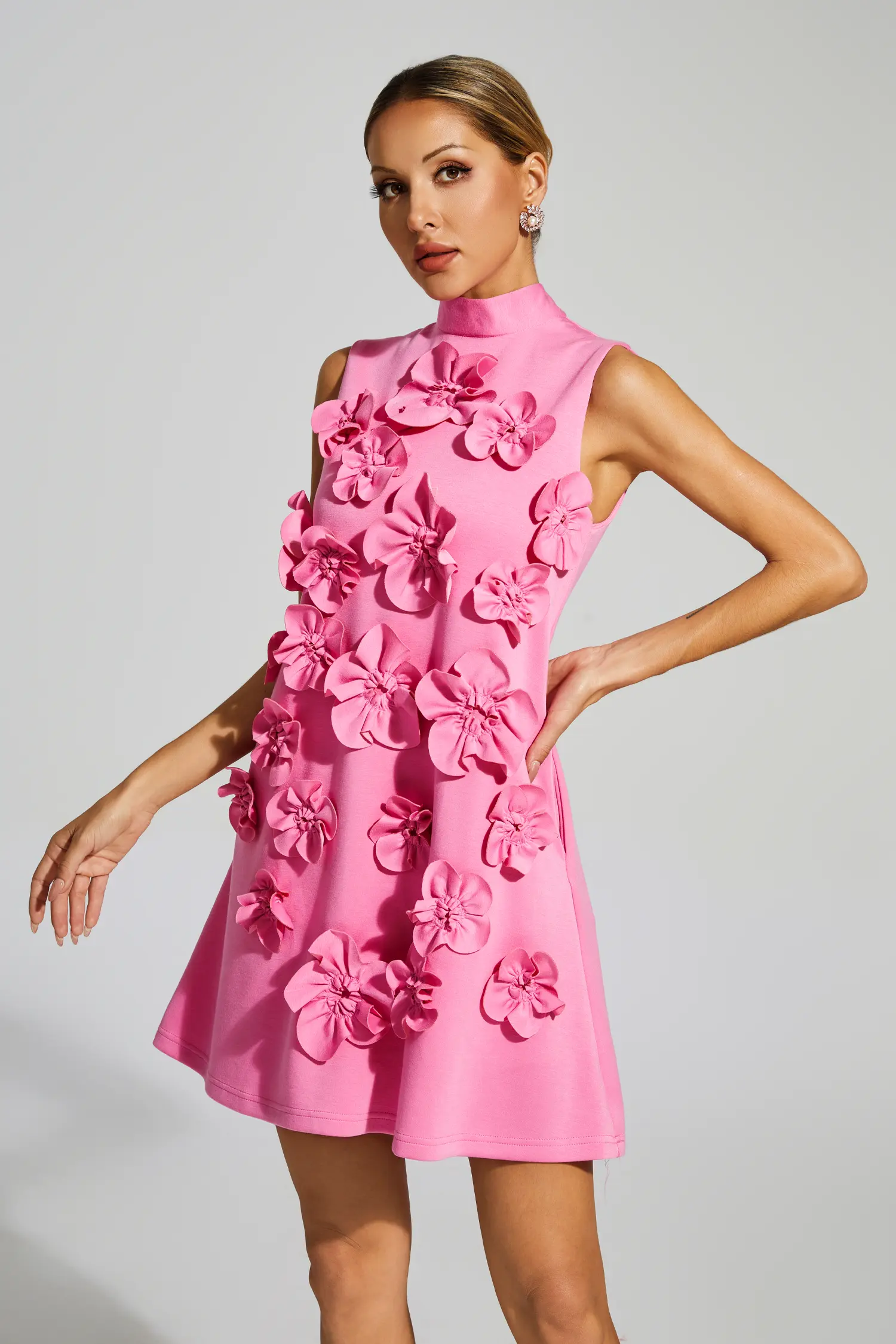 Whit Rose Red Rose Flower Mini Dress