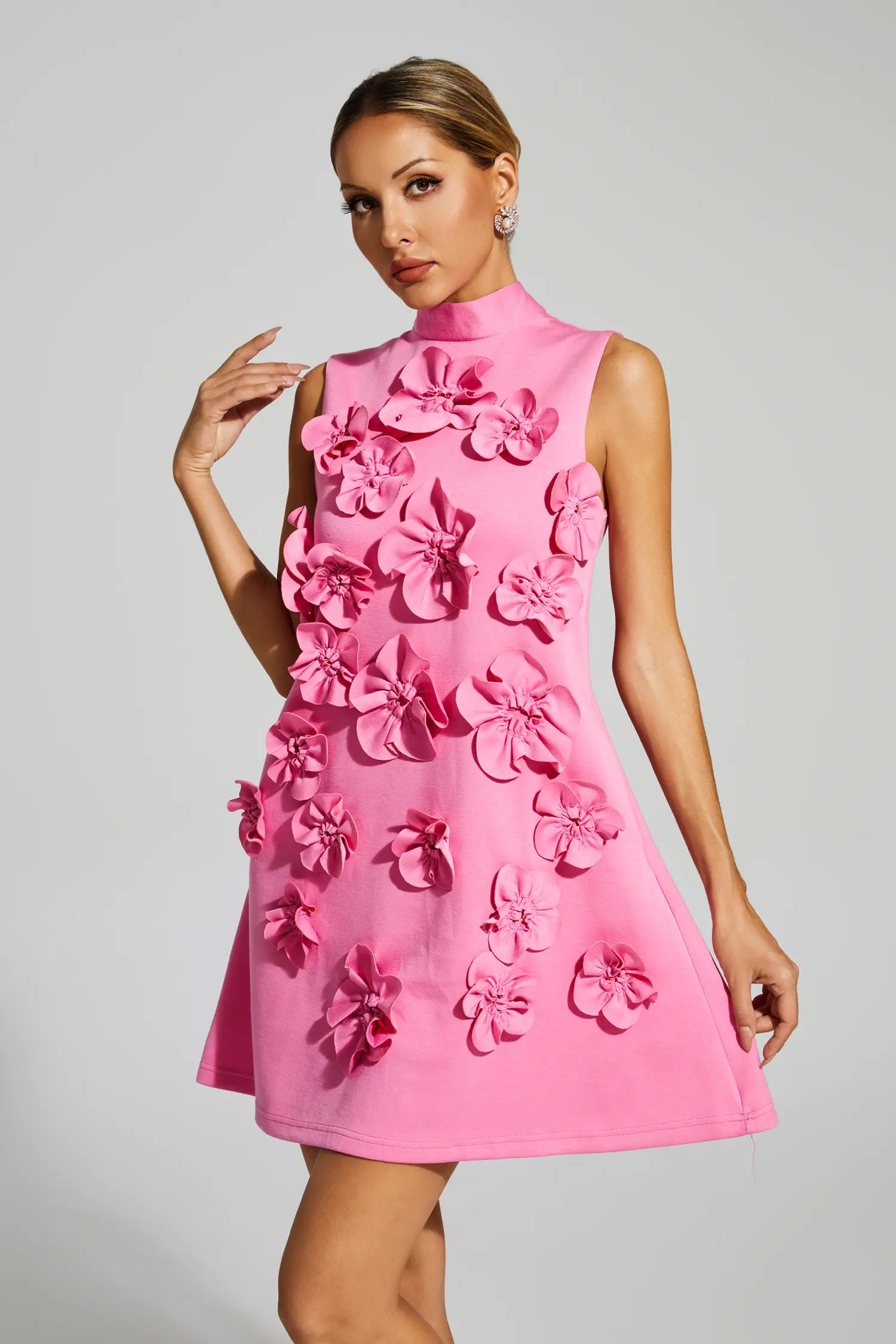Whit Rose Red Rose Flower Mini Dress