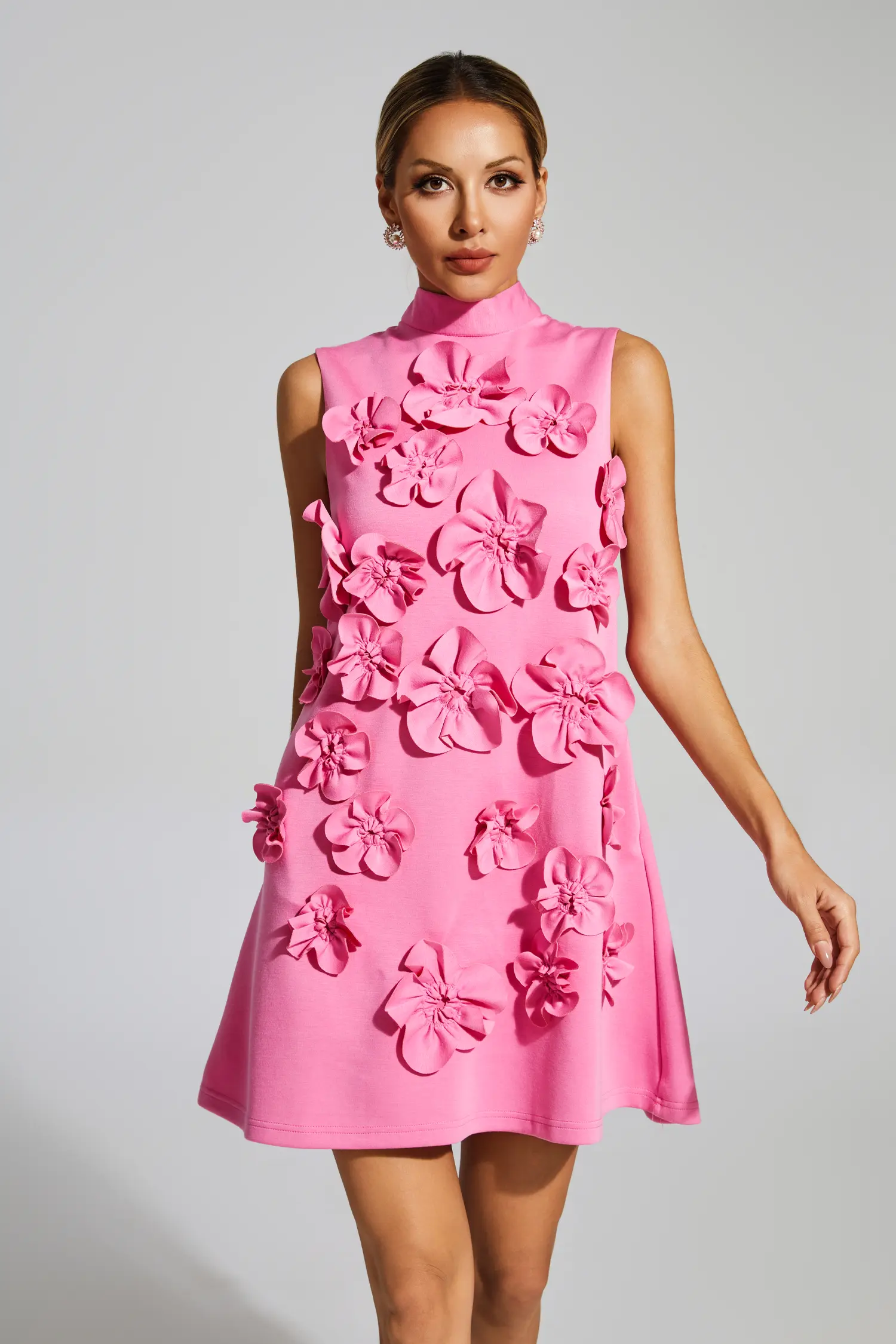 Whit Rose Red Rose Flower Mini Dress