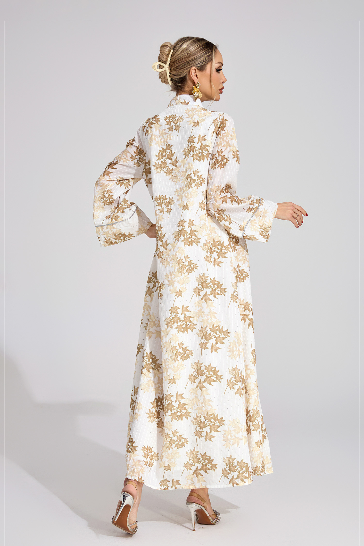 Stone Gold Beaded Maxi Dress