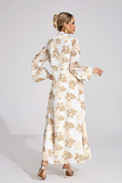 Stone Gold Beaded Maxi Dress