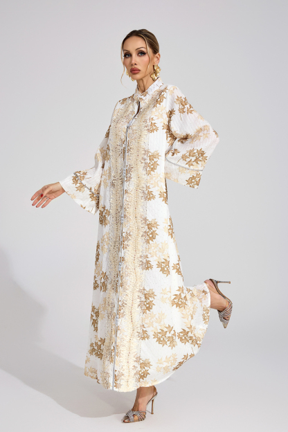 Stone Gold Beaded Maxi Dress