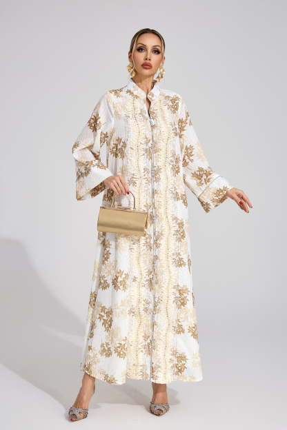 Stone Gold Beaded Maxi Dress