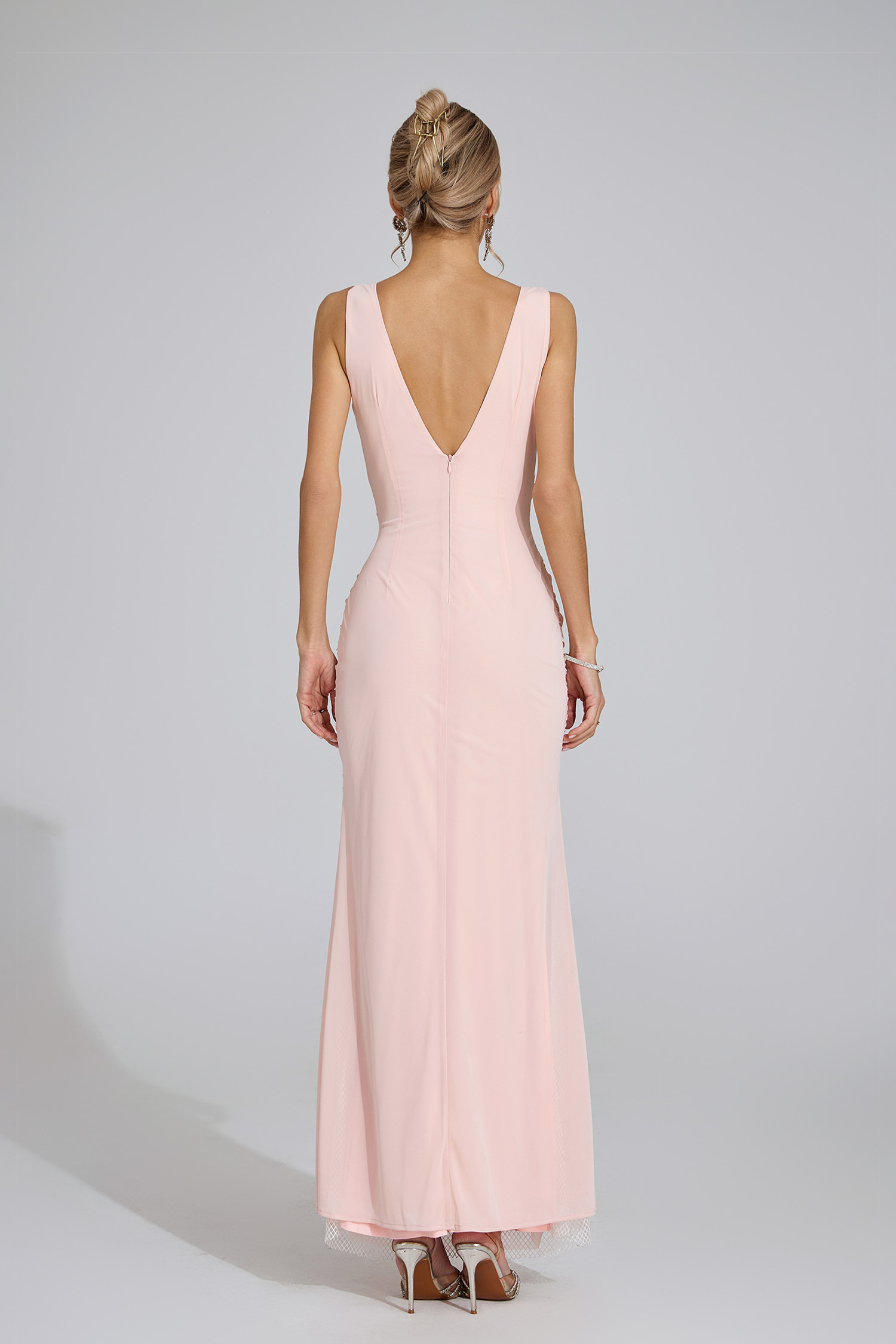 Den Light Pink Sheer Maxi Dress