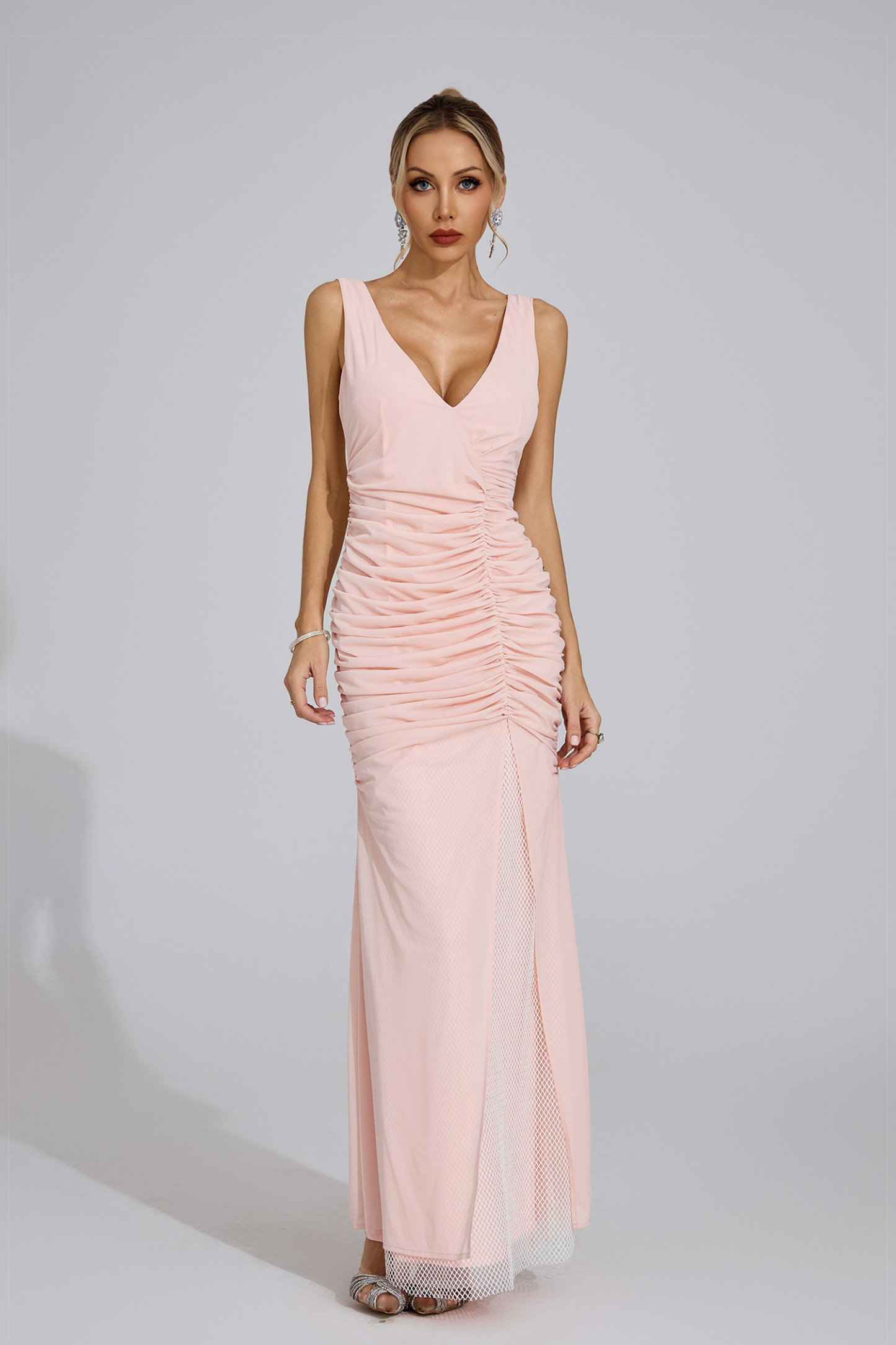 Den Light Pink Sheer Maxi Dress
