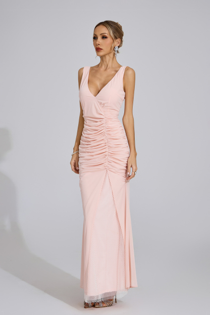 Den Light Pink Sheer Maxi Dress