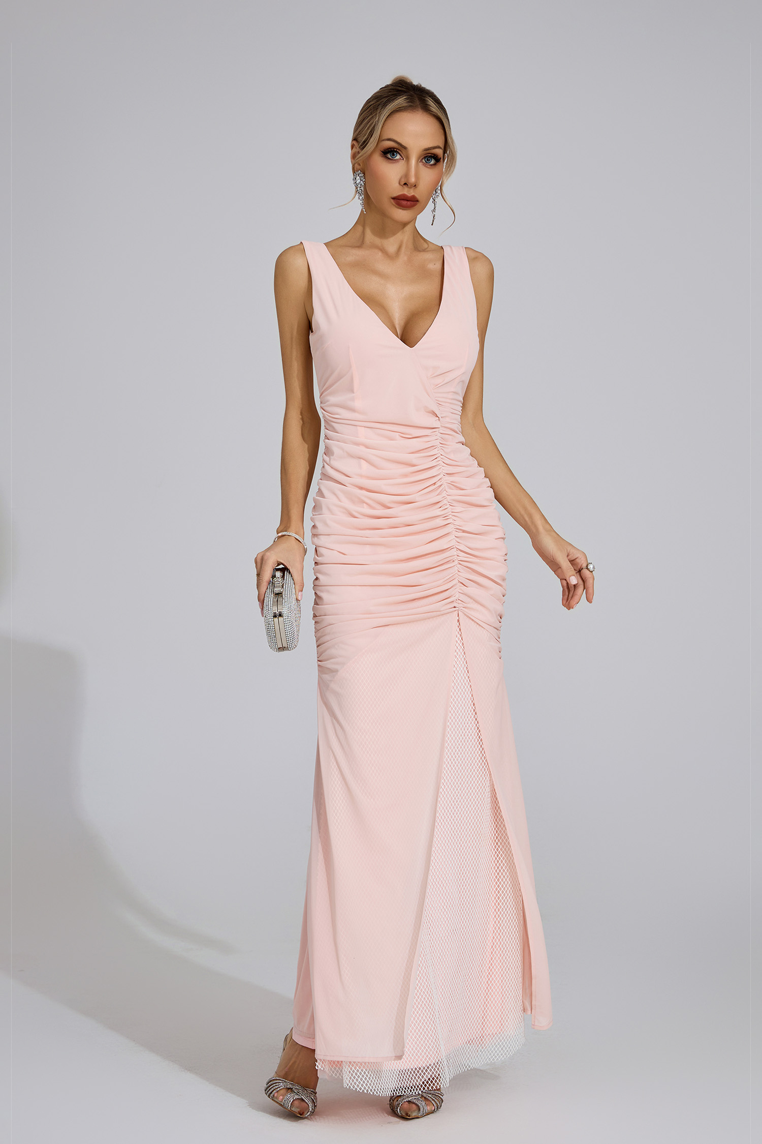 Den Light Pink Sheer Maxi Dress