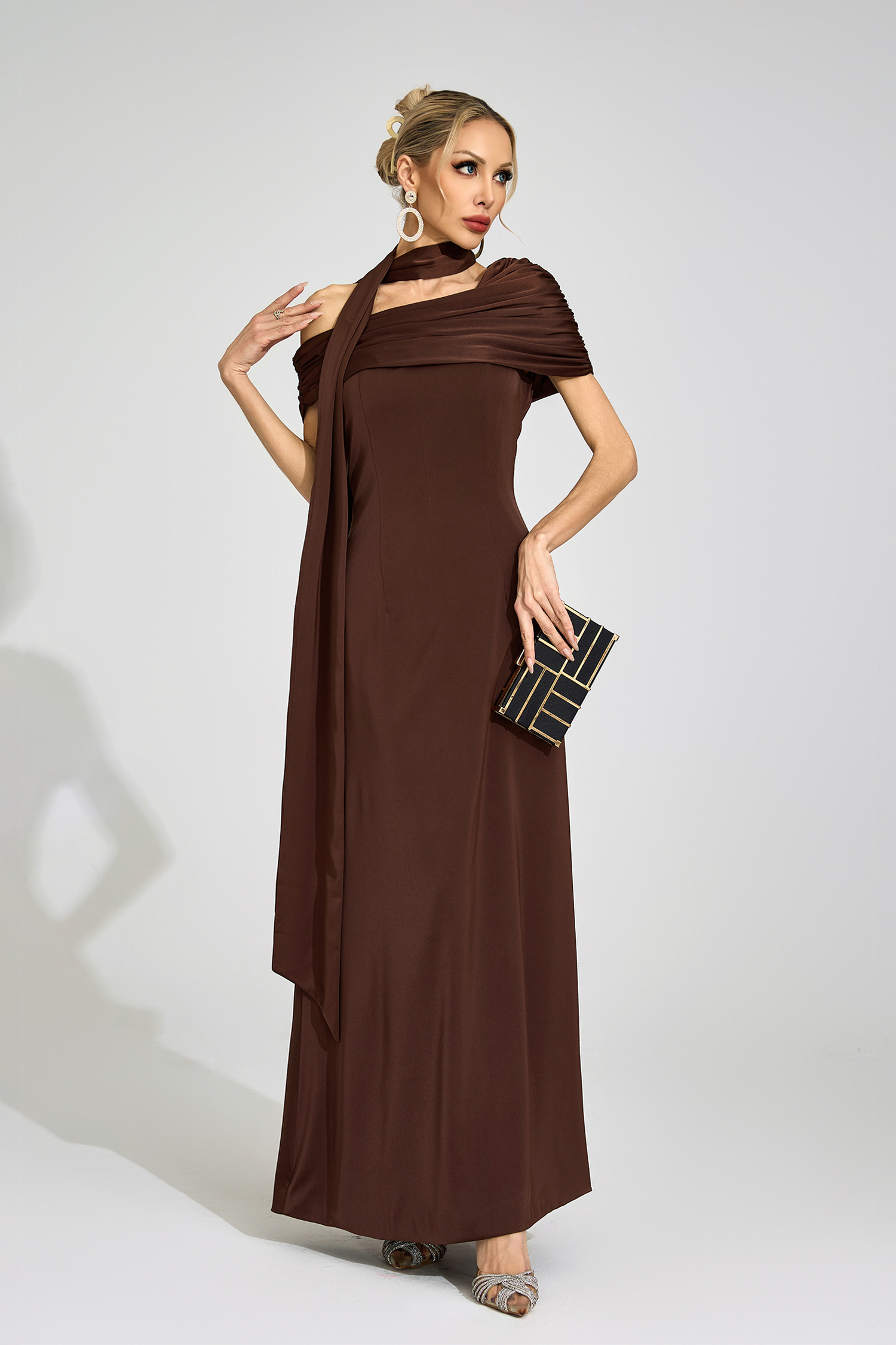 Pernilla Brown Floral Maxi Dress