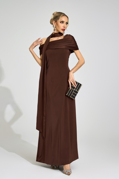Pernilla Brown Floral Maxi Dress