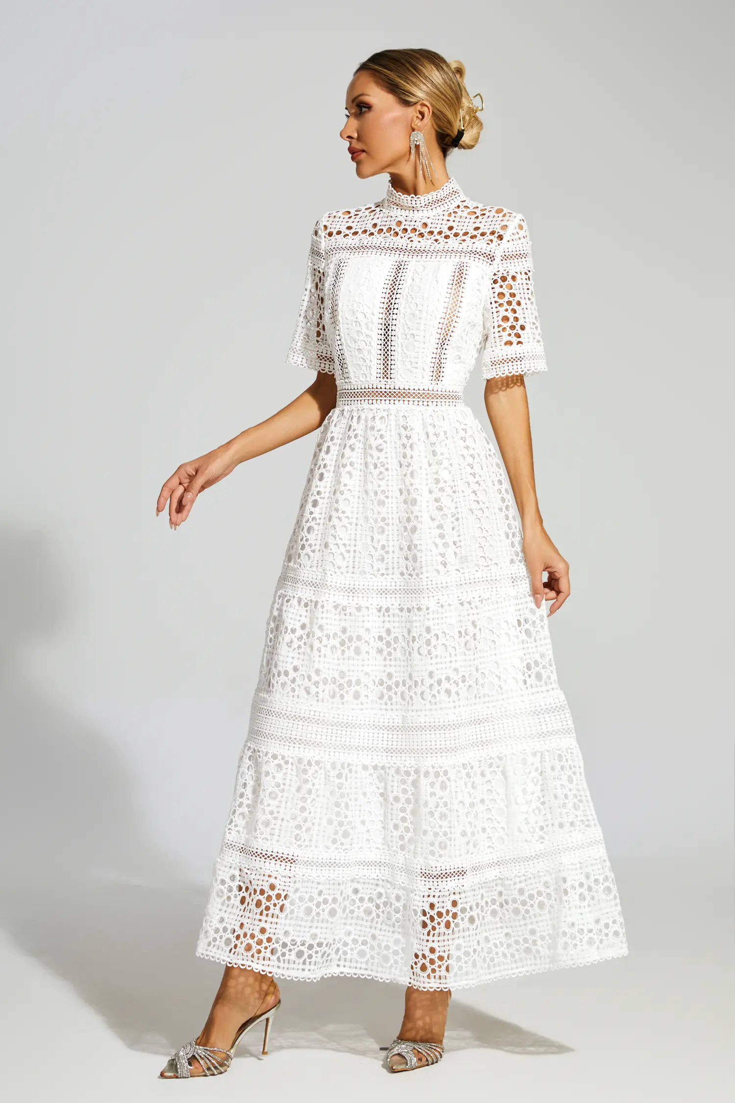 Dodd White Hollow Maxi Dress