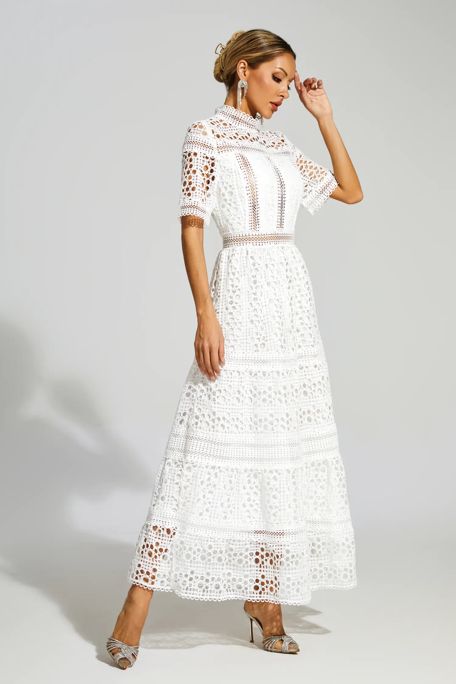 Dodd White Hollow Maxi Dress