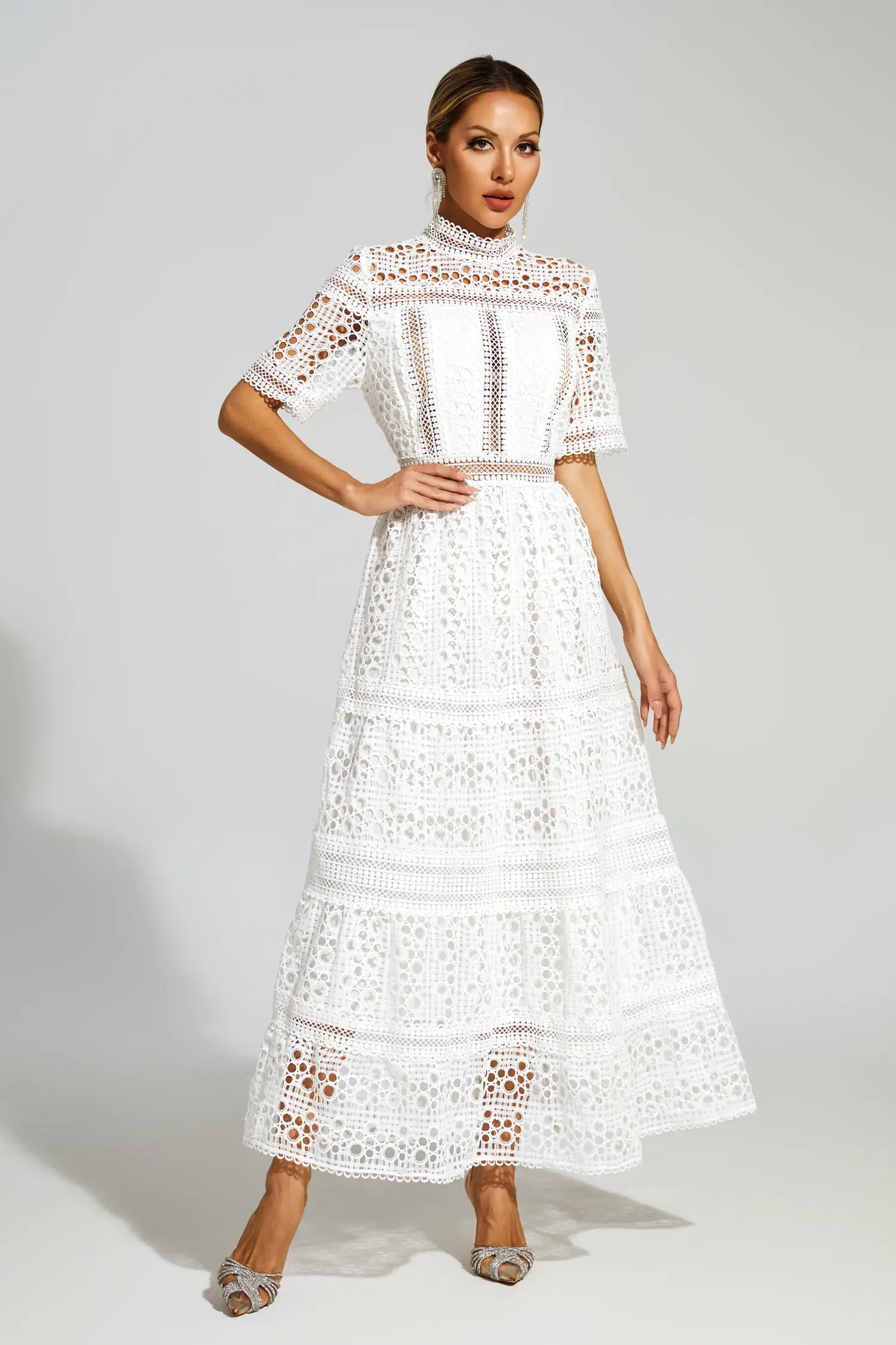Dodd White Hollow Maxi Dress