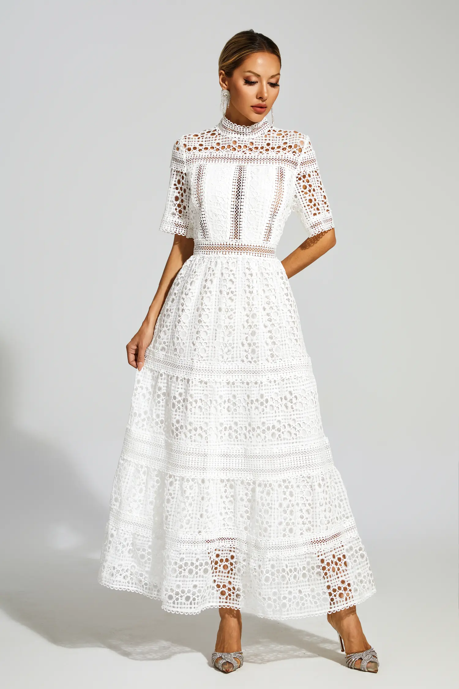 Dodd White Hollow Maxi Dress