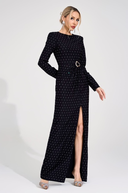 Ragnhild Black Diamond Maxi Dress