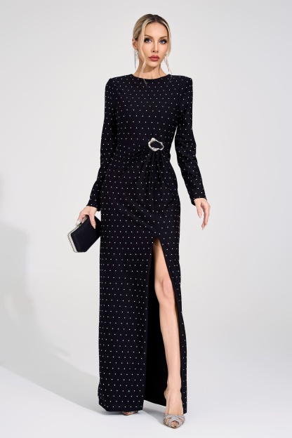 Ragnhild Black Diamond Maxi Dress
