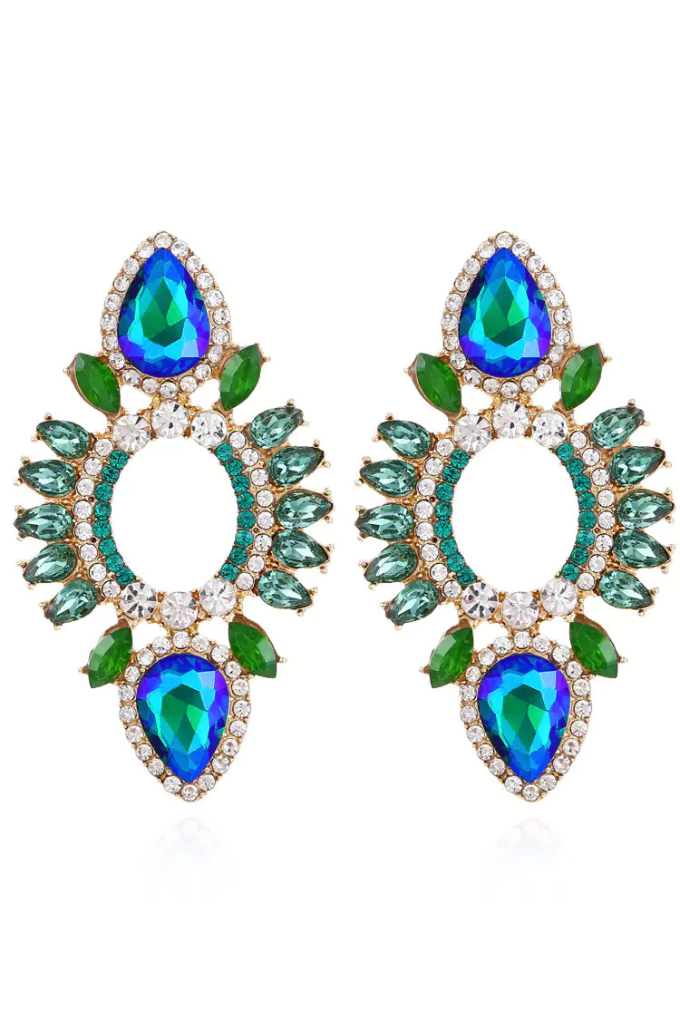 Begonia Blue Rhinestone Earrings
