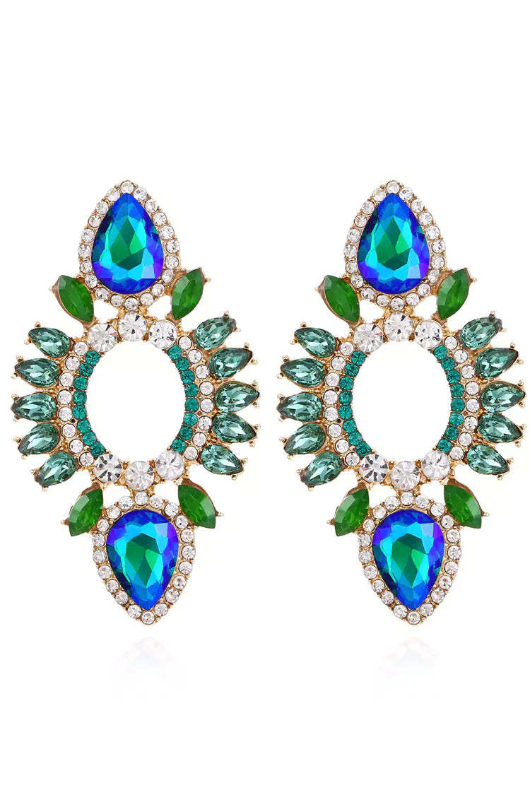 Begonia Blue Rhinestone Earrings