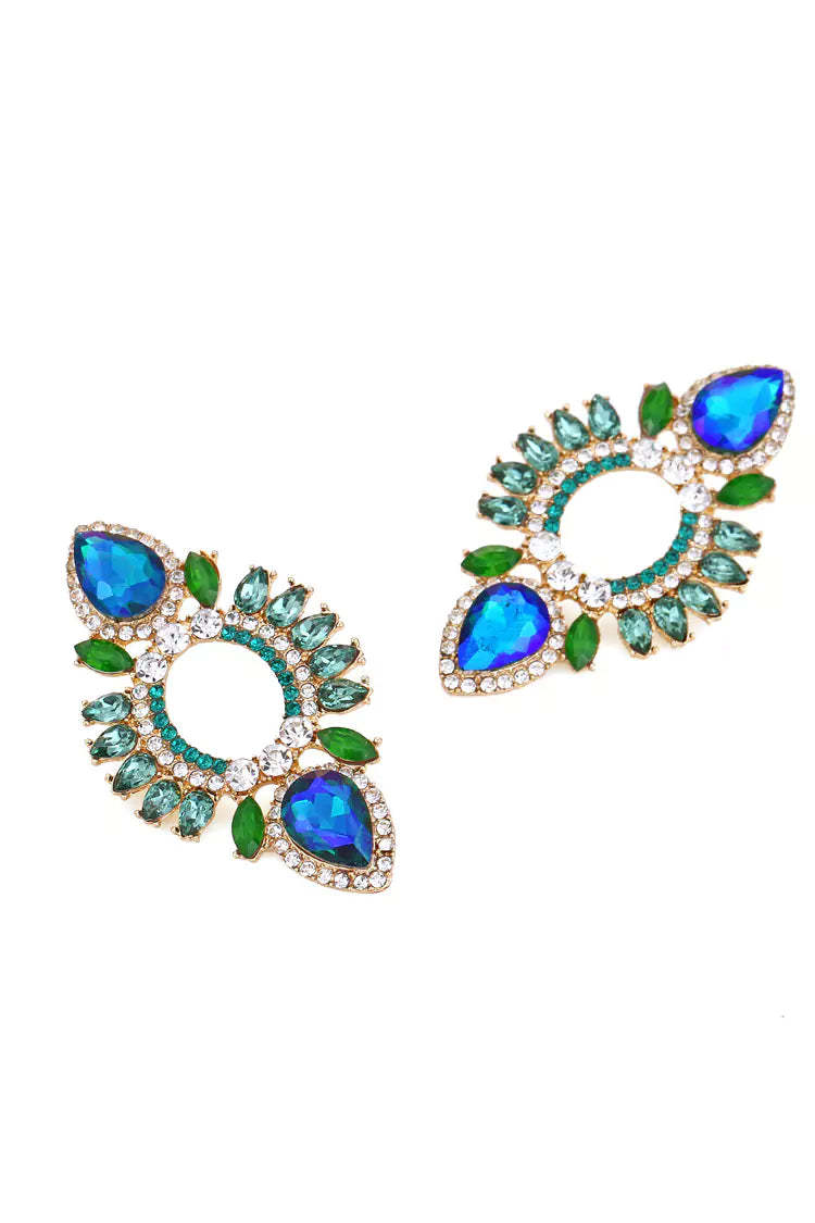 Begonia Blue Rhinestone Earrings