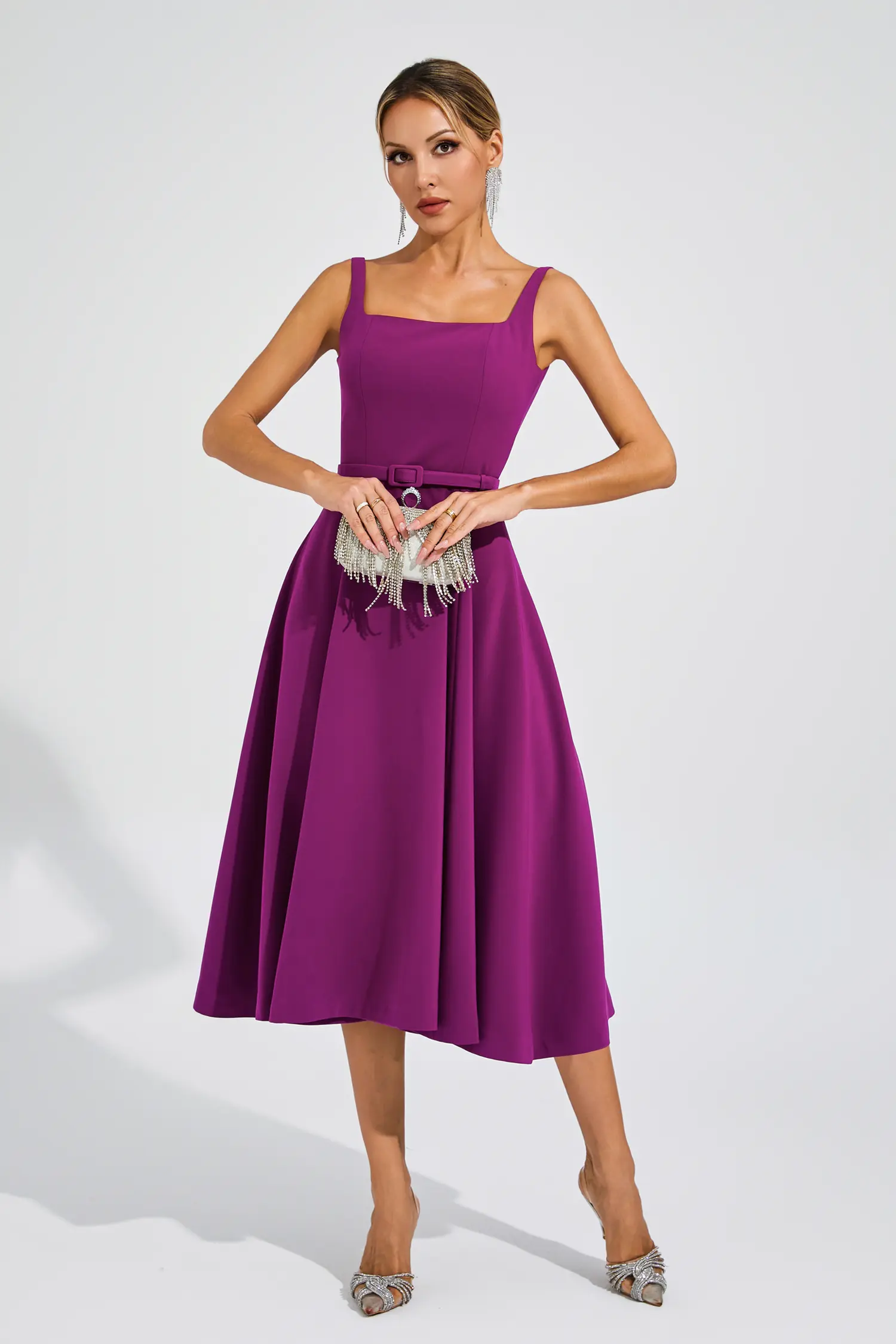 Kelvin Purple Slip Midi Dress