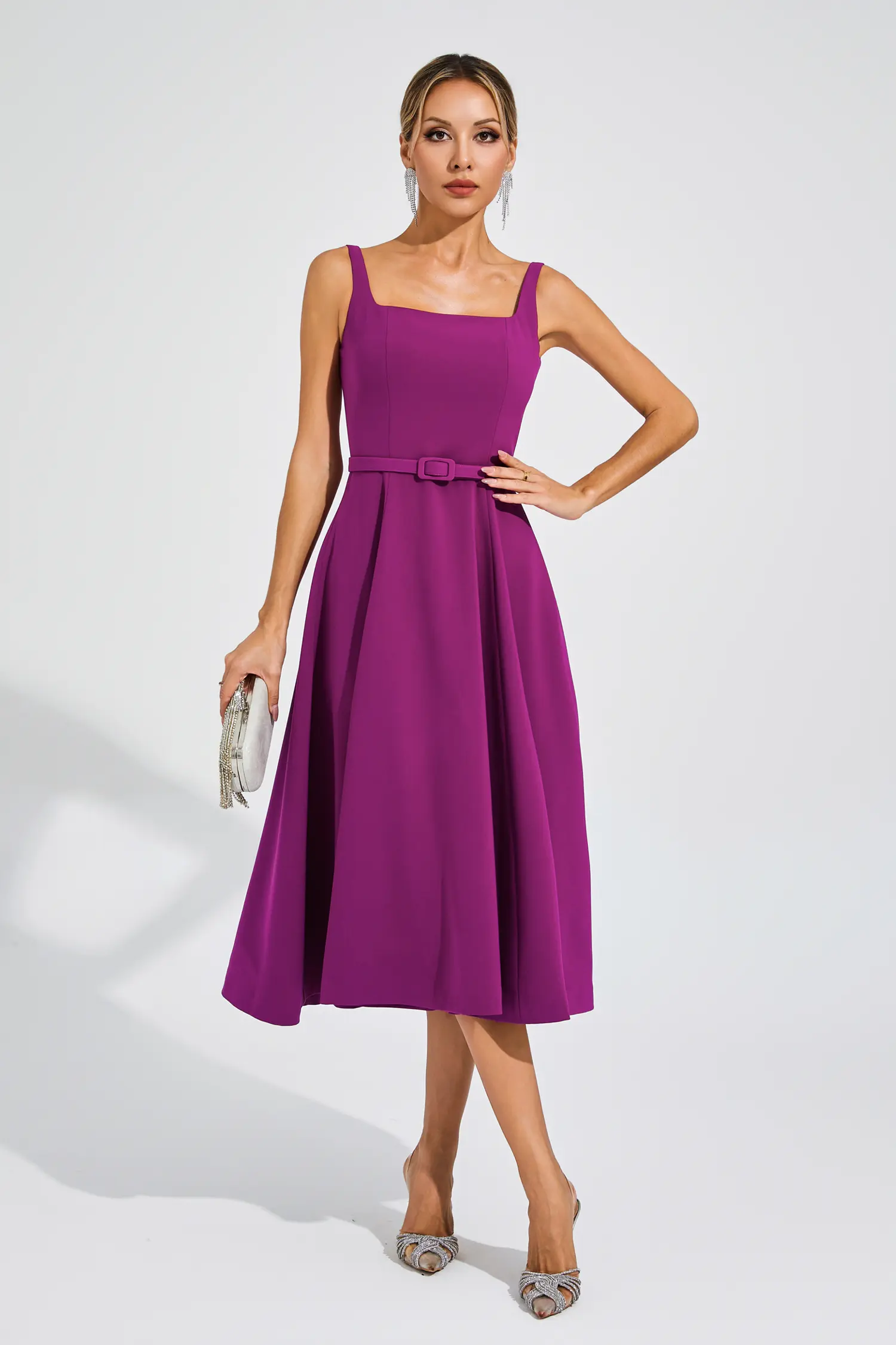 Kelvin Purple Slip Midi Dress