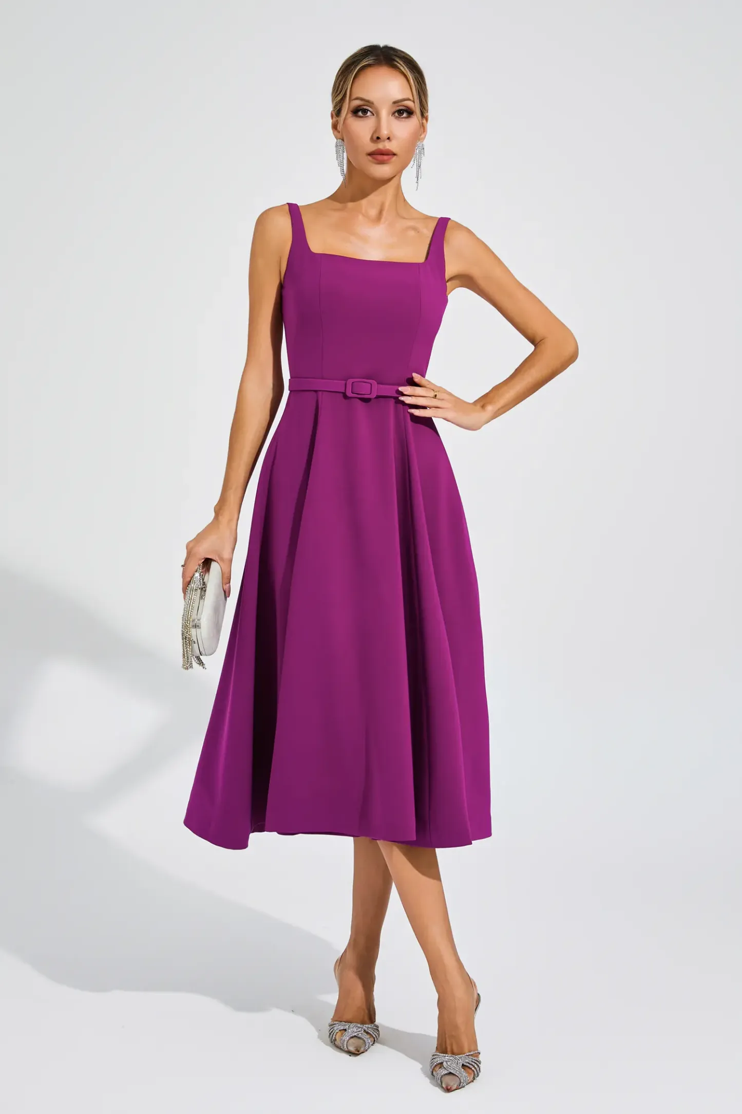 Kelvin Purple Slip Midi Dress