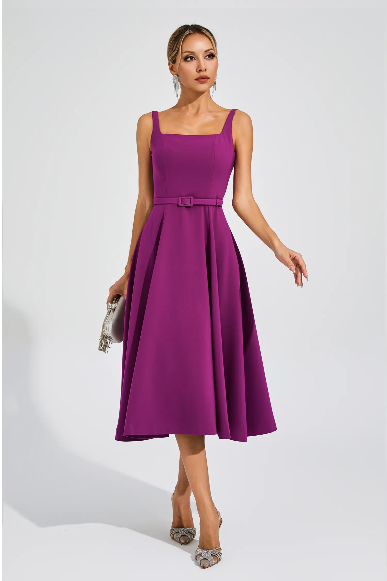 Kelvin Purple Slip Midi Dress