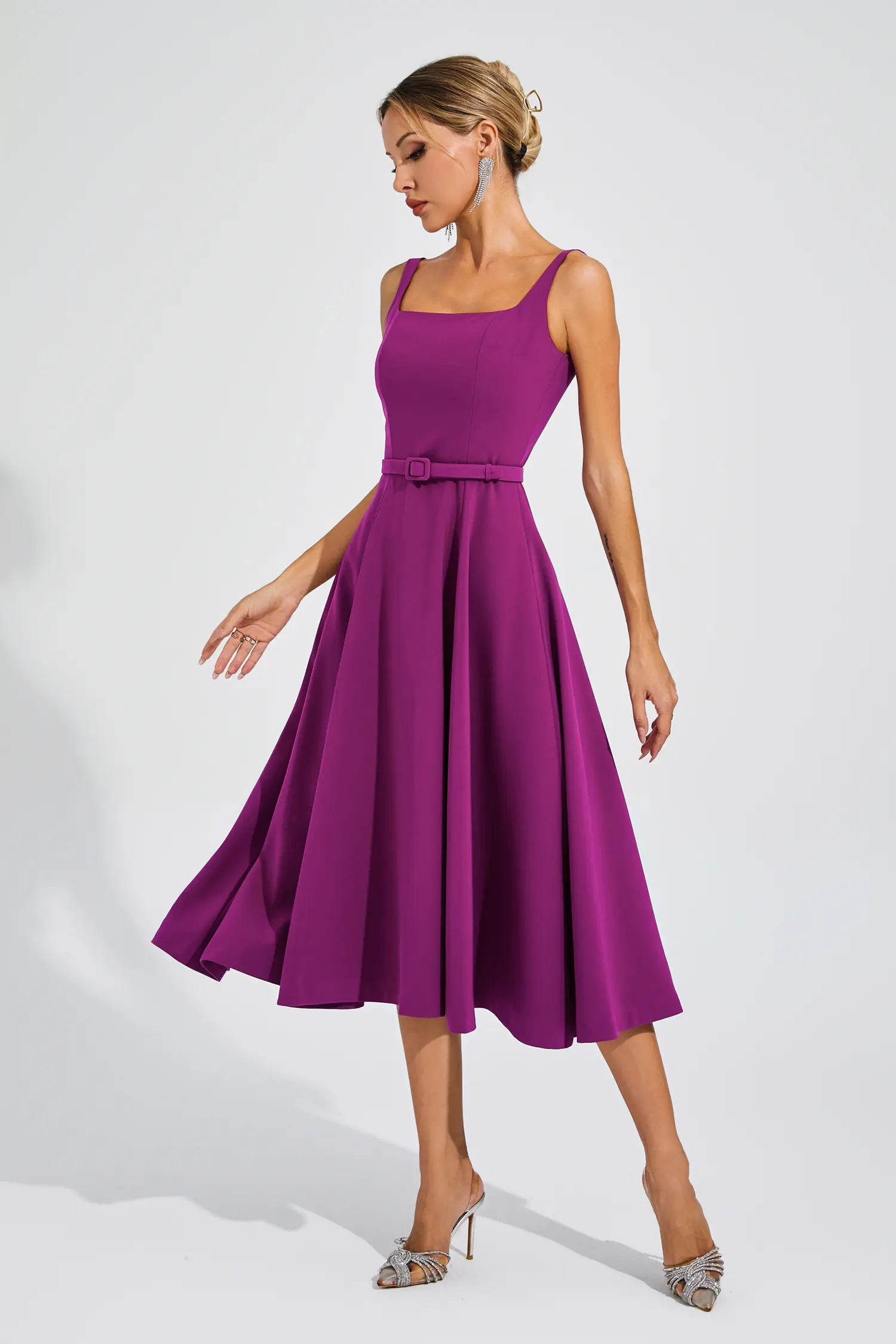 Kelvin Purple Slip Midi Dress