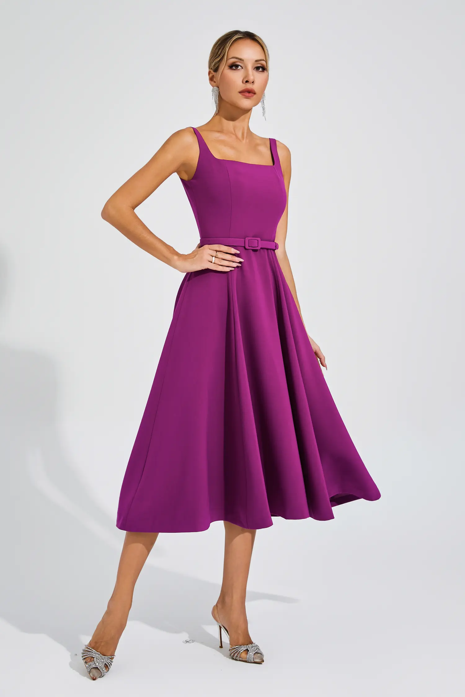 Kelvin Purple Slip Midi Dress