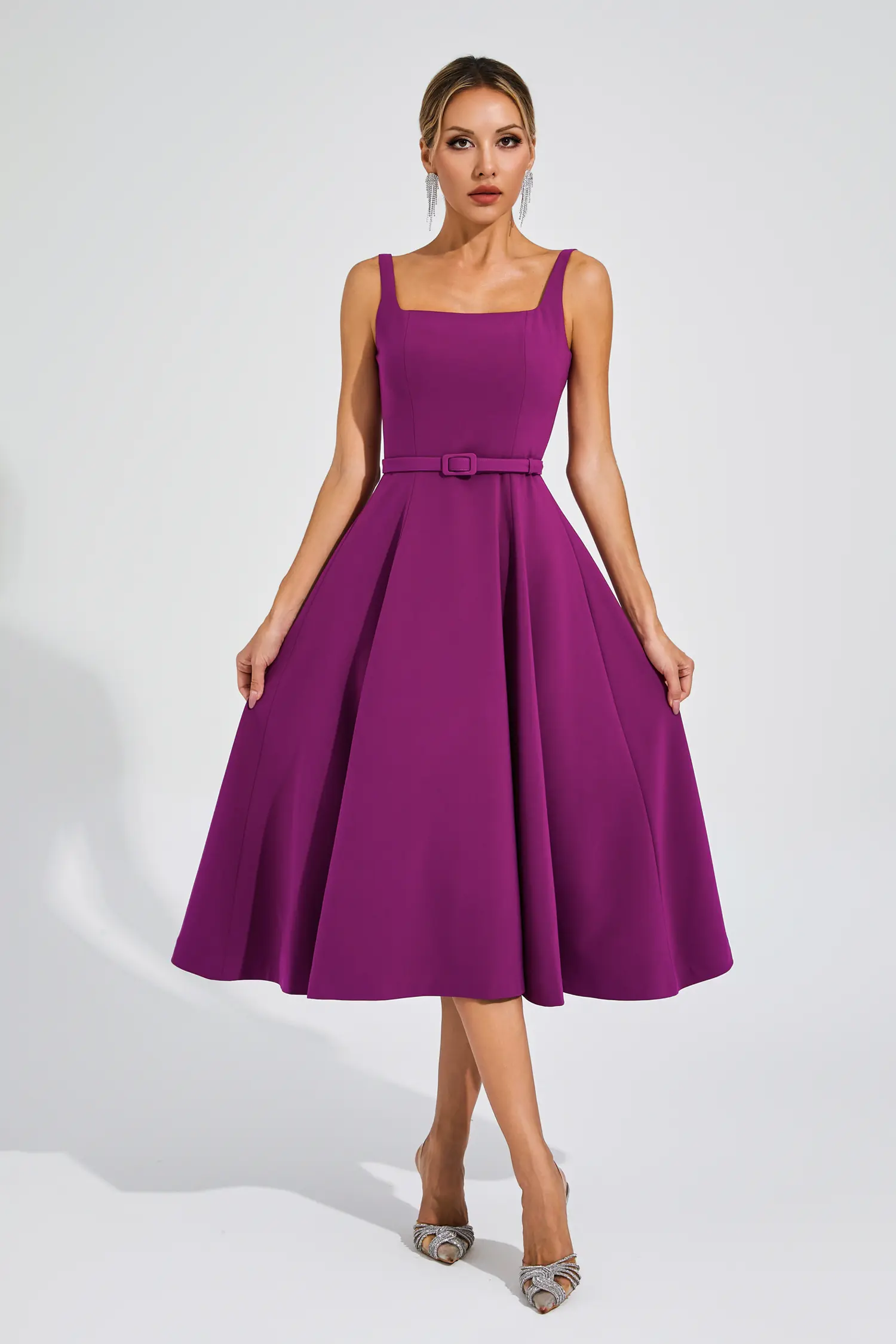 Kelvin Purple Slip Midi Dress